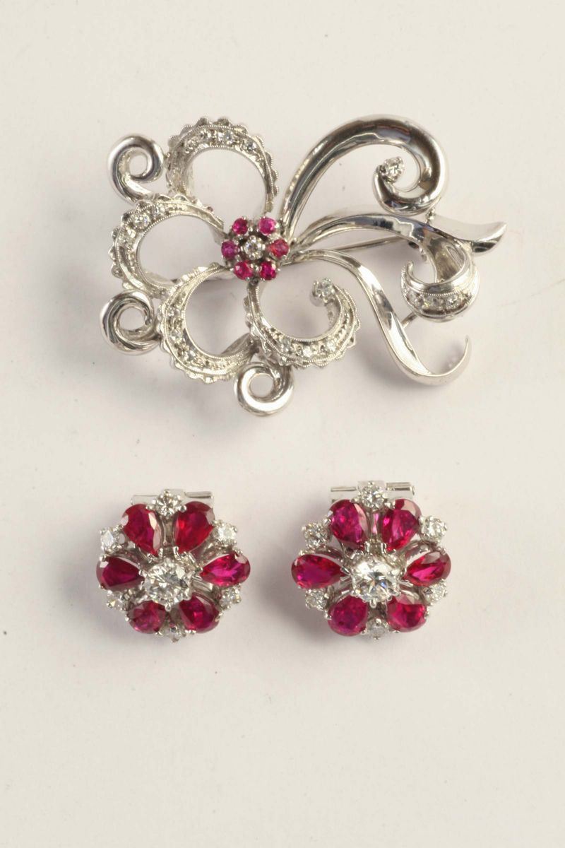 Orecchini con rubini e diamanti anni '70  - Asta Orologi e Gioielli Antichi e Contemporanei - Cambi Casa d'Aste