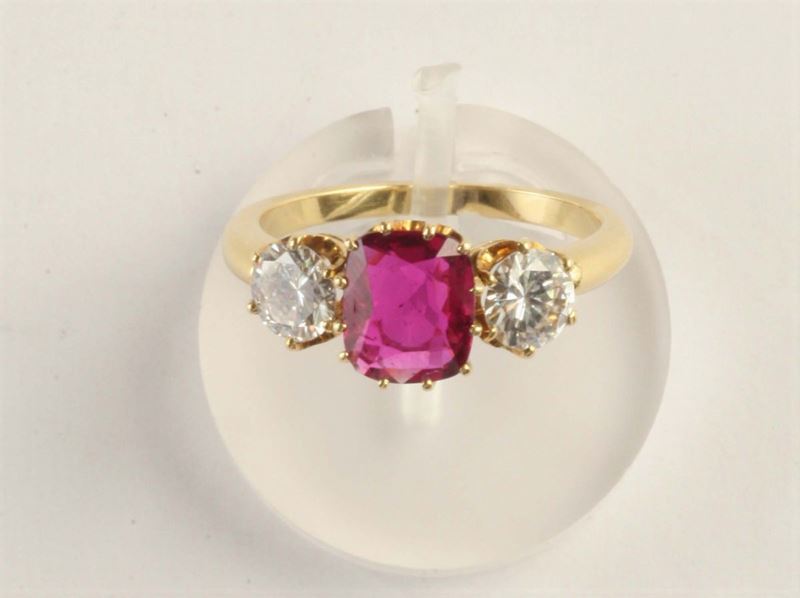 Anello con rubino e diamanti  - Auction Silver, Clocks and Jewels - Cambi Casa d'Aste