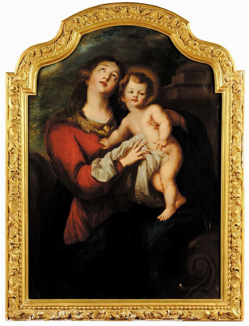 Scuola del XVII secolo Madonna con Bambino  - Auction Old Paintings and Furnitures - Cambi Casa d'Aste