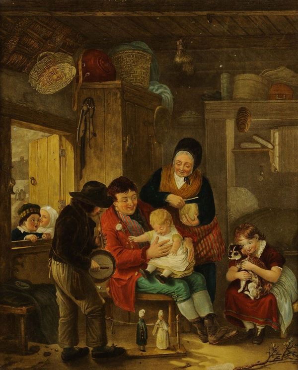 Anonimo del XIX secolo Interno con personaggi