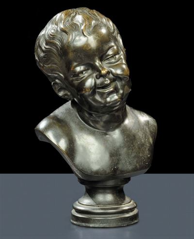Busto di Fanciullo in Bronzo Brunito, XIX Secolo