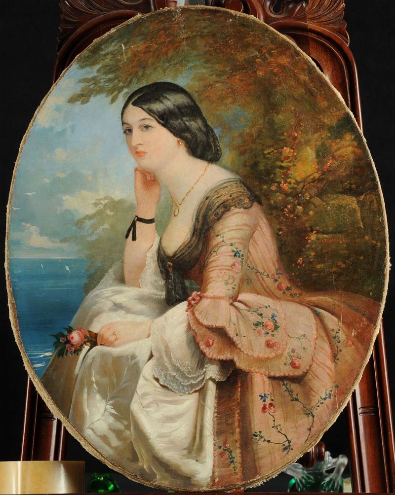 Anonimo del XIX secolo  Ritratto di donna  - Asta Antiquariato e Dipinti Antichi - Cambi Casa d'Aste