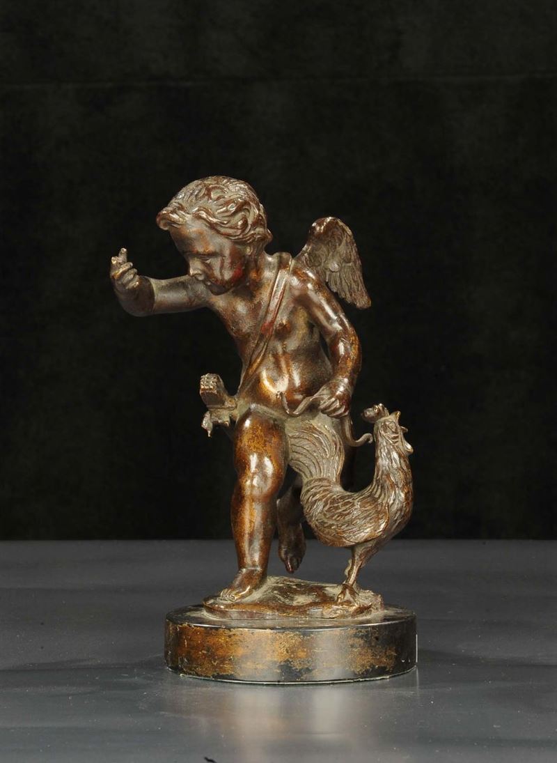 Anonimo del XIX secolo Cupido con gallo  - Auction Old Paintings and Furnitures - Cambi Casa d'Aste