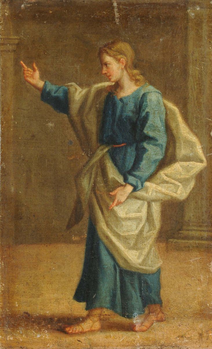 Scuola del XVIII secolo Figura maschile con tunica  - Auction Old Paintings and Furnitures - Cambi Casa d'Aste