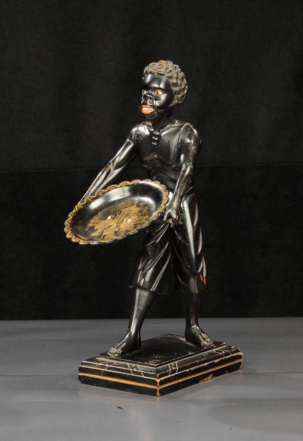 Servomuto in legno intagliato ed ebanizzato