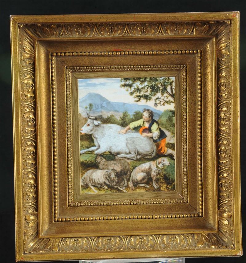 Scuola del XIX secolo Pastorello con armenti  - Asta Antiquariato e Dipinti Antichi - Cambi Casa d'Aste