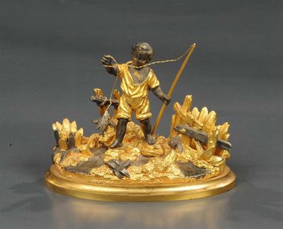 Gruppo in Bronzo Dorato e Brunito, XIX Secolo