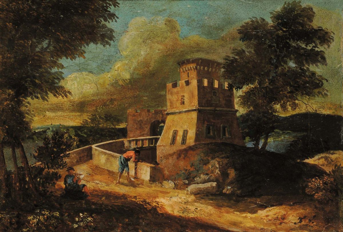 Paolo Anesi (1697-1773), Attribuito Avedute Campestri con Edifici