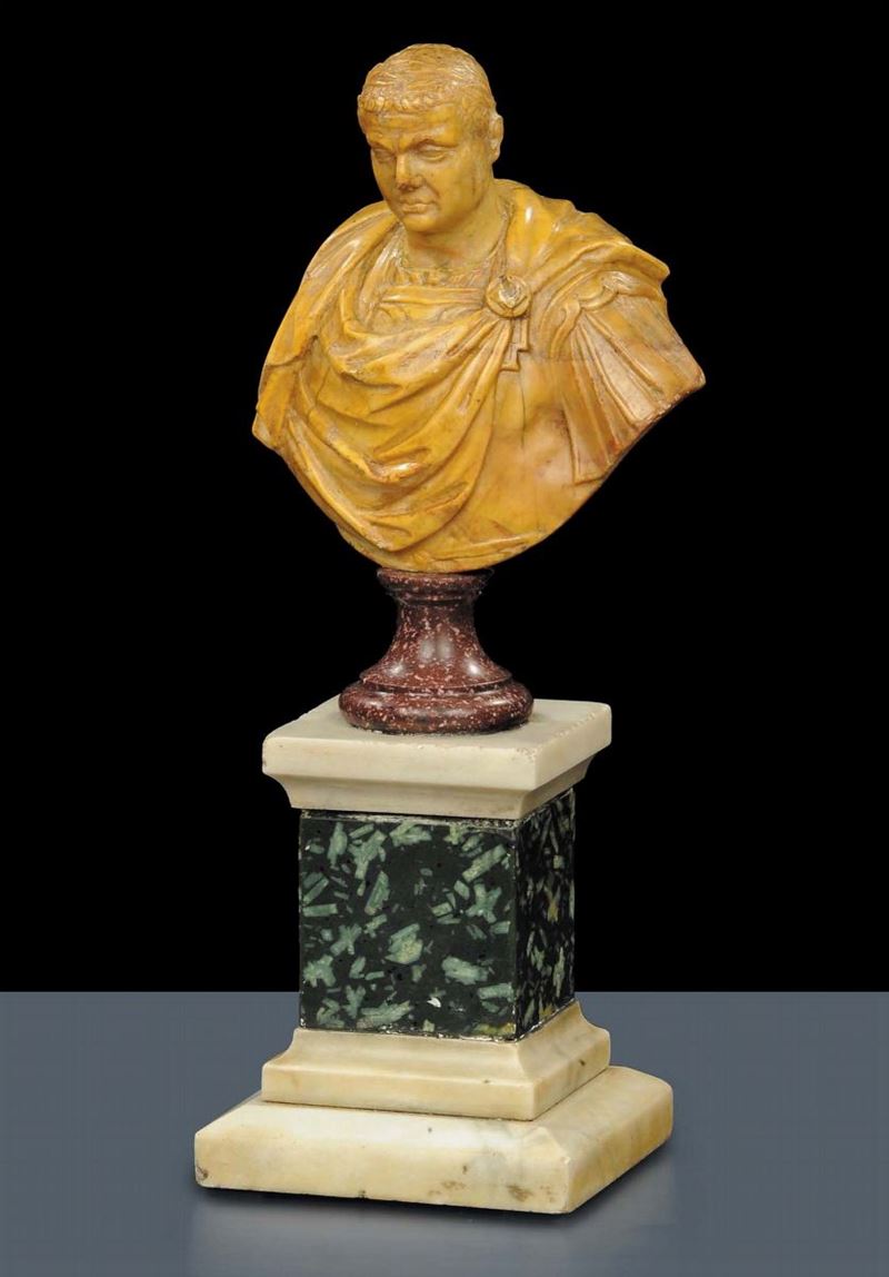 Bustino di Vespasiano in marmi policromi, Roma XVI secolo  - Asta Antiquariato e Dipinti Antichi - Cambi Casa d'Aste