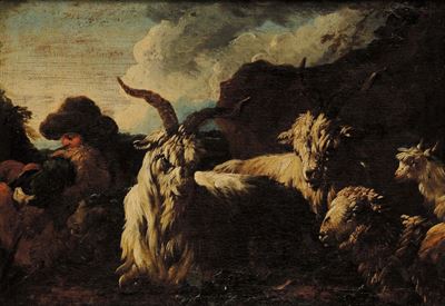 Philipp Peter Roos Detto Rosa da Tivoli (1655-1706), Cerchia Dipastorello con Armenti