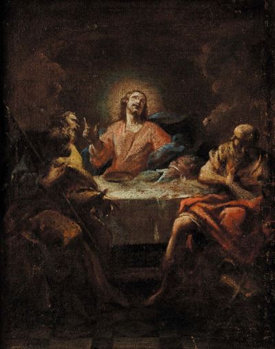 Scuola del XVII Secolocristo con il Battista e San Pietro