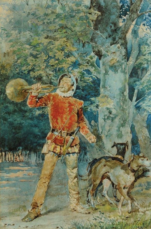 Ludovico Marchetti (1853-1909) Scena di caccia, 1873