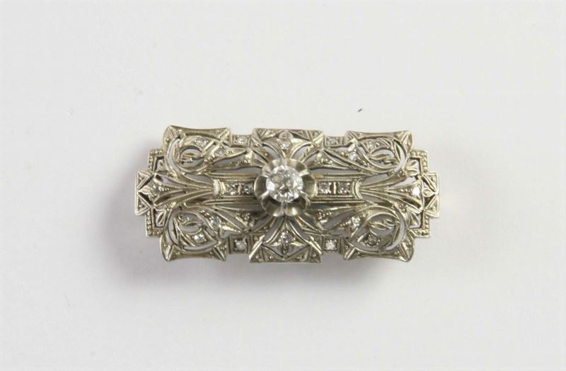 Spilla con diamante 1930  - Auction Silver, Clocks and Jewels - Cambi Casa d'Aste