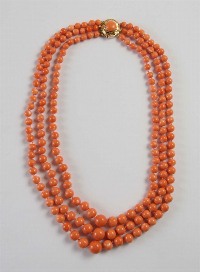 Collana corallo aranciato del Pacifico  - Auction Silver, Clocks and Jewels - Cambi Casa d'Aste