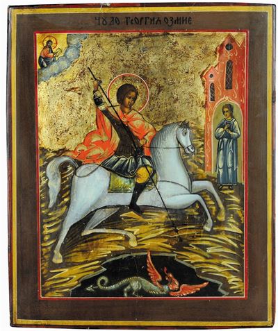 Icona Raffigurante S.giorgio Protettore di Genova, XIX Secolo