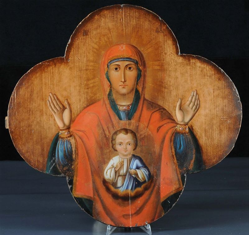 Icona raffigurante Madonna del Segno, XIX secolo  - Asta Antiquariato e Dipinti Antichi - Cambi Casa d'Aste