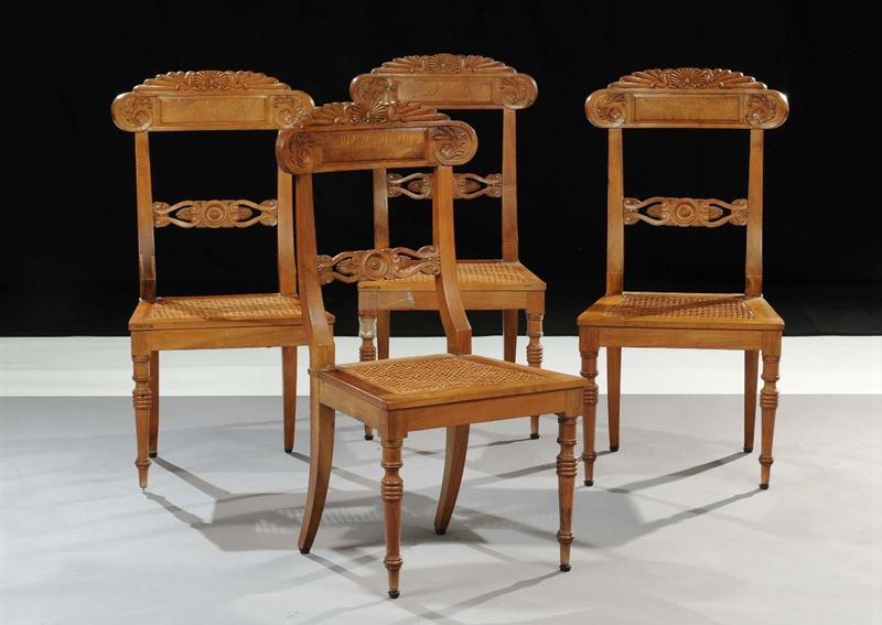 Quattro sedie tipo Peters, XIX secolo  - Asta Antiquariato e Dipinti Antichi - Cambi Casa d'Aste