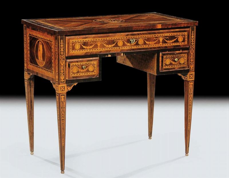 Scrittoio in legno lastronato ed intarsiato, XVIII secolo  - Auction Old Paintings and Furnitures - Cambi Casa d'Aste