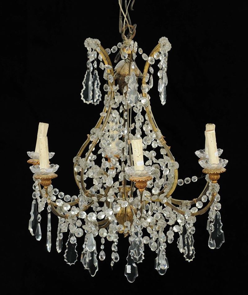 Lampadario a sei luci, XX secolo  - Auction Antiquariato e Dipinti Antichi - Cambi Casa d'Aste