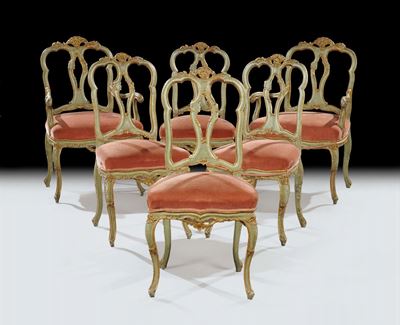 Salotto in Legno Intagliato, Laccato e Dorato, Venezia XVIII Secolo