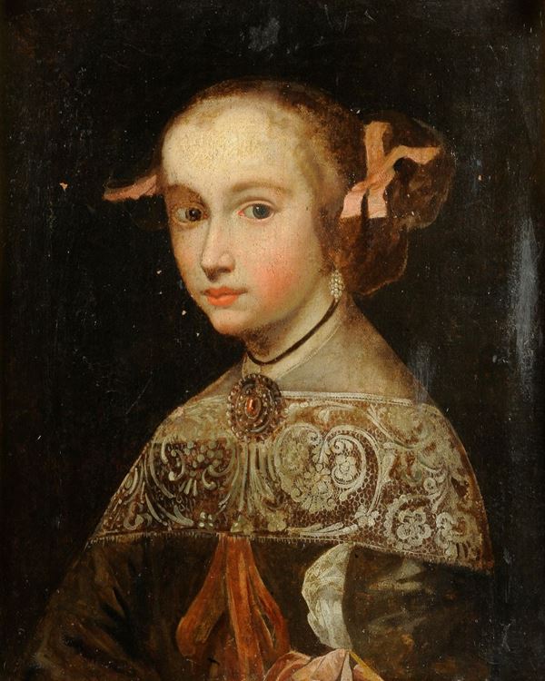 Scuola Lombarda del XVII secolo Coppia di ritratti femminili