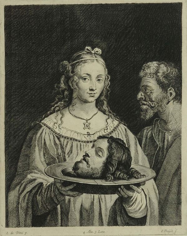 Coppia di incisioni raffiguranti Davide e Golia e Salom, XIX secolo