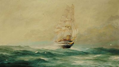 Rudolf Claudus (1893-1964)veliero al Largo
