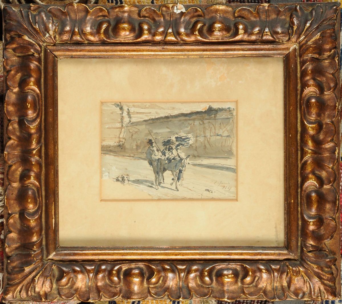 Pio Joris (1843-1921)paesaggio con Viandanti, 1869