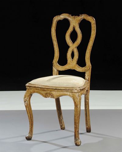 Sedia in Legno Intagliato e Laccato, Venezia XVIII Secolo