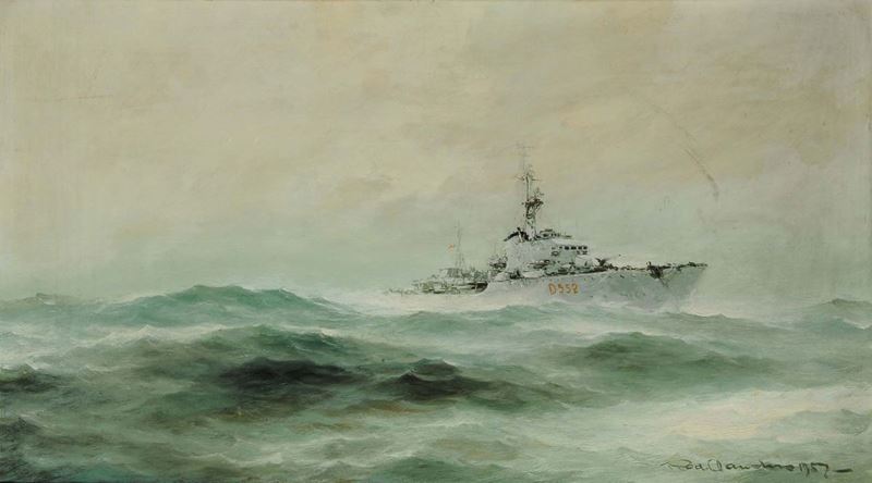 Rudolf Claudus (1893-1964) Cacciatorpediniere, 1959  - Auction Old Paintings and Furnitures - Cambi Casa d'Aste