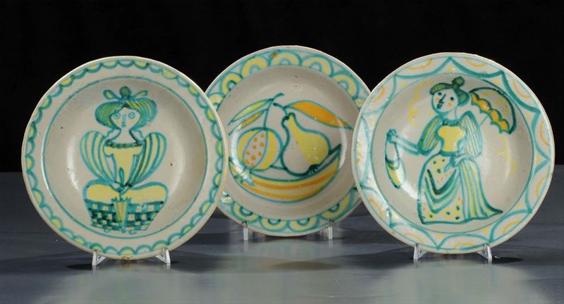 Quattro piatti in ceramica, manifattura Gambone XX secolo  - Asta Asta OnLine 05-2012 - Cambi Casa d'Aste
