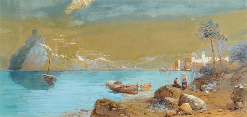 Thomas Charles Leeson Rowbotham (1823-1875) Isola di Ischia, 1867  - Asta Antiquariato e Dipinti Antichi - Cambi Casa d'Aste