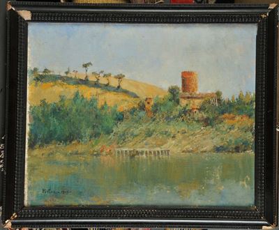 Giuseppe Pastina (1863-1942)paesaggio con il Tevere, 1919