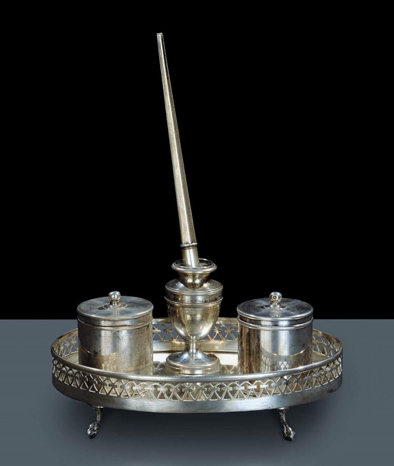 Piccolo calamaio in argento, Napoli XIX secolo  - Auction Silver, Clocks and Jewels - Cambi Casa d'Aste