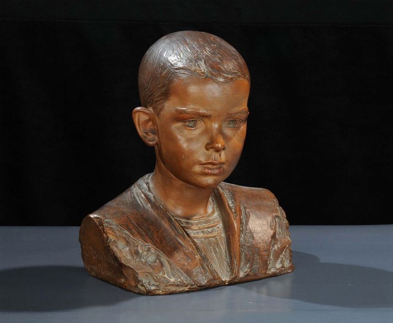 Costantino Barbella (1852-1925) Busto di giovanetto  - Asta Antiquariato e Dipinti Antichi - Cambi Casa d'Aste