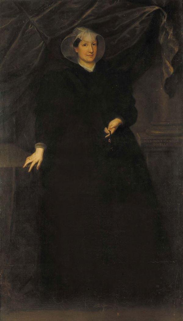 Scuola Napoletana del XVII secolo Ritratto di Donna Paola Isabella Torella in abito nero