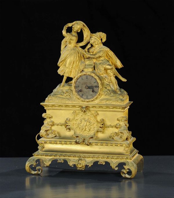 Orologio Luigi Filippo in metallo dorato, XX secolo