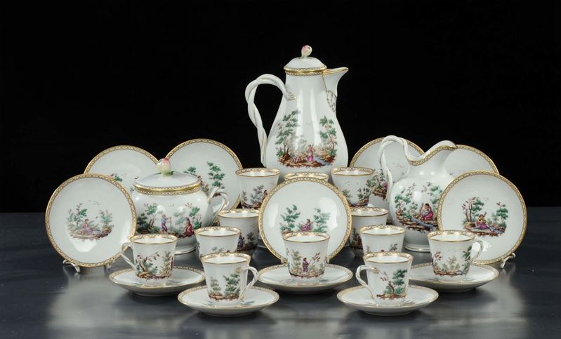 Servizio da caff da dodici in porcellana policroma  - Asta Antiquariato e Dipinti Antichi - Cambi Casa d'Aste