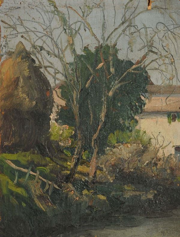 Scuola Italiana della fine del XIX secolo Scorcio di paese