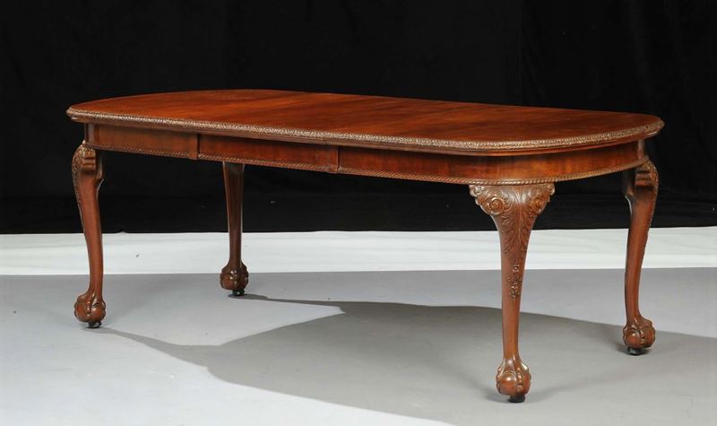 Tavolo da pranzo allungabile in mogano, Inghilterra inizi XX secolo  - Auction Antiquariato, Argenti e Dipinti Antichi - Cambi Casa d'Aste