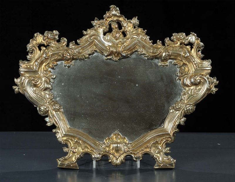 Cartagloria in metallo sbalzato ed argentato, XVIII secolo  - Auction Old Paintings and Furnitures - Cambi Casa d'Aste
