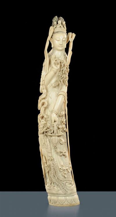 Guanyin in Avorio Finemente Scolpito, XIX Secolo