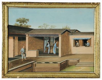 Coppia di Gouaches su Carta, Cina XIX Secolo