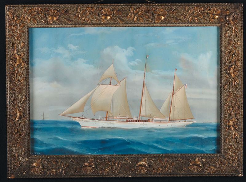 Antonio De Simone (1851-1907) Ritratto dello Steam Yacht Jason in navigazione  - Asta Arte Marinara e Strumenti Scientifici - Cambi Casa d'Aste