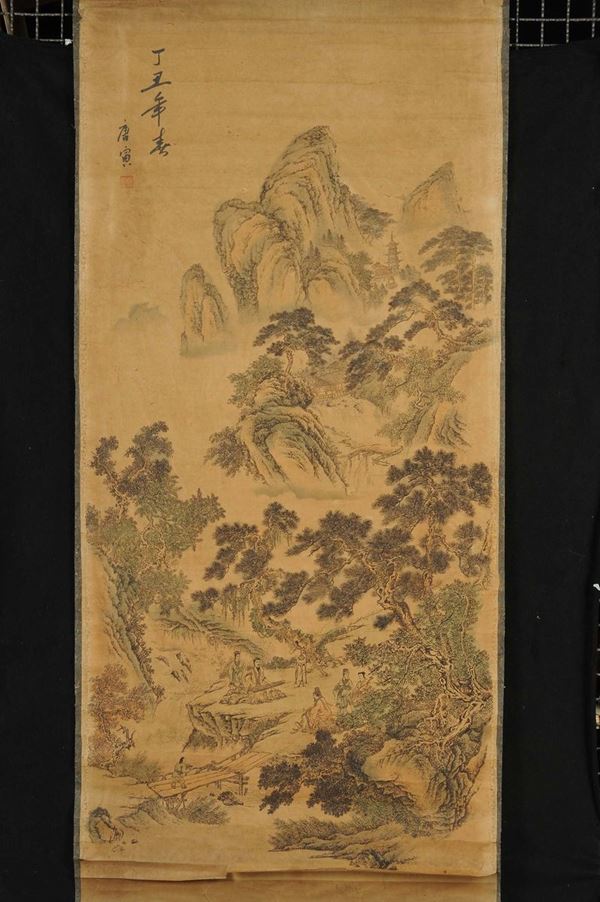 Lotto di quattro dipinti su carta, Cina XIX secolo