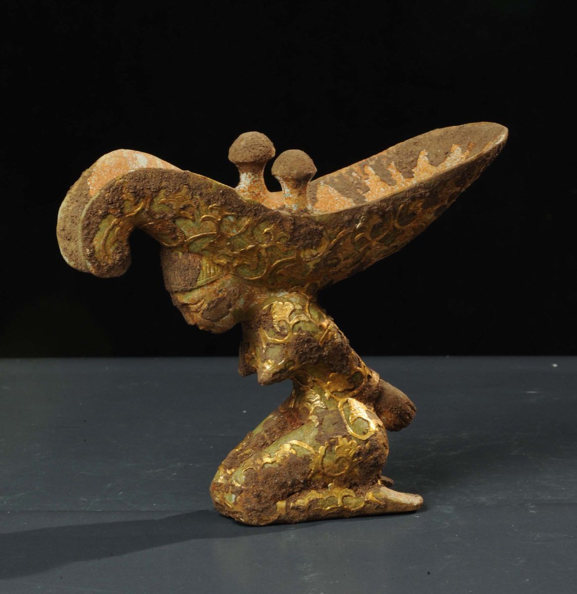 Navicella in Giada con Decorazioni in Oro, Cina