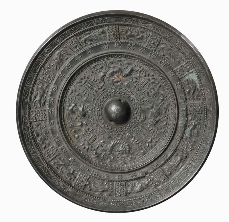 Specchio riferibile epoca Han (206 a.C - 220 d.C.)  - Asta Arte Orientale - Cambi Casa d'Aste