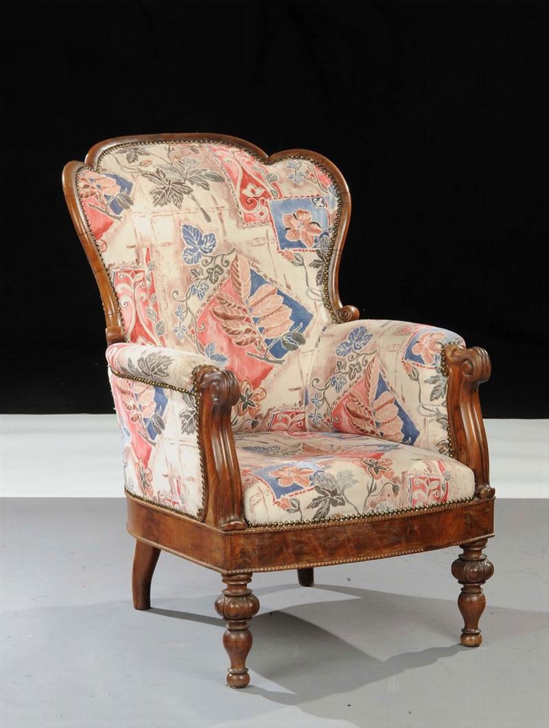 Poltrona Carlo X in mogano, fine XIX secolo  - Asta Antiquariato e Dipinti Antichi - Cambi Casa d'Aste