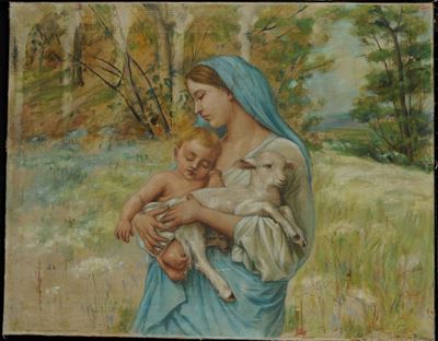 Anonimo del XIX Secolomadonna con Bambino e Agnellino