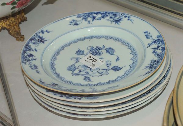 Sei piatti in porcellana, Cina XVIII secolo